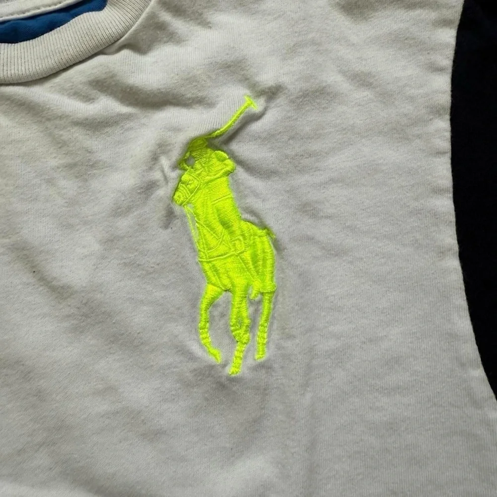 Polo Ralph Lauren Big Pony Color Block T-Shirt Youth Size Large 14/16 Blue White - Picture 6 of 8
